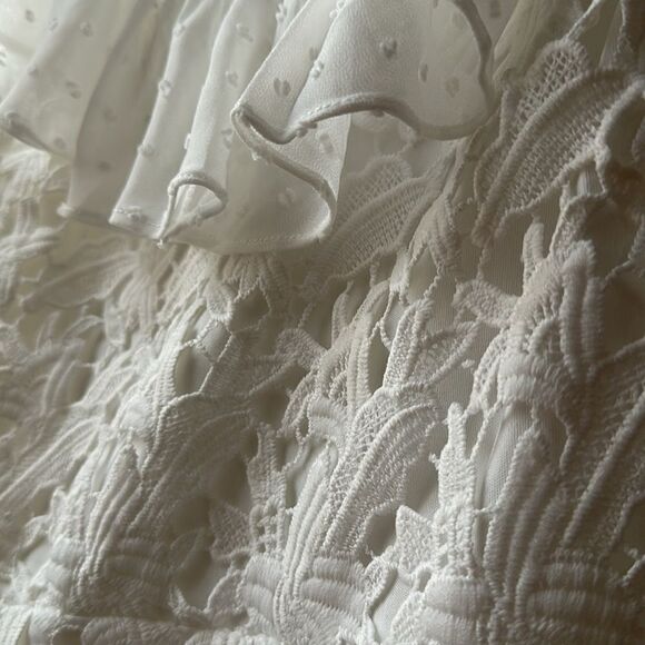 Lulus | Dagny White Lace Swiss Dot Ruffled Midi Dress | S NWT - Picture 7 of 7